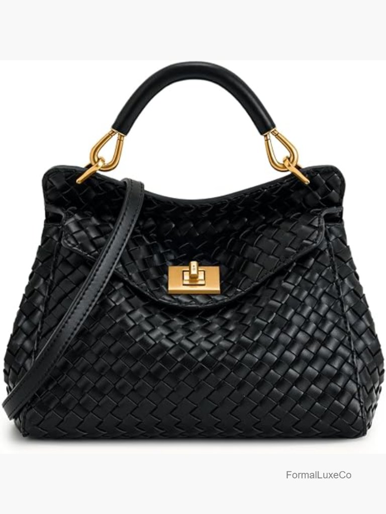Vegan Leather Satchel Crossbody Bag With Gold Hardware